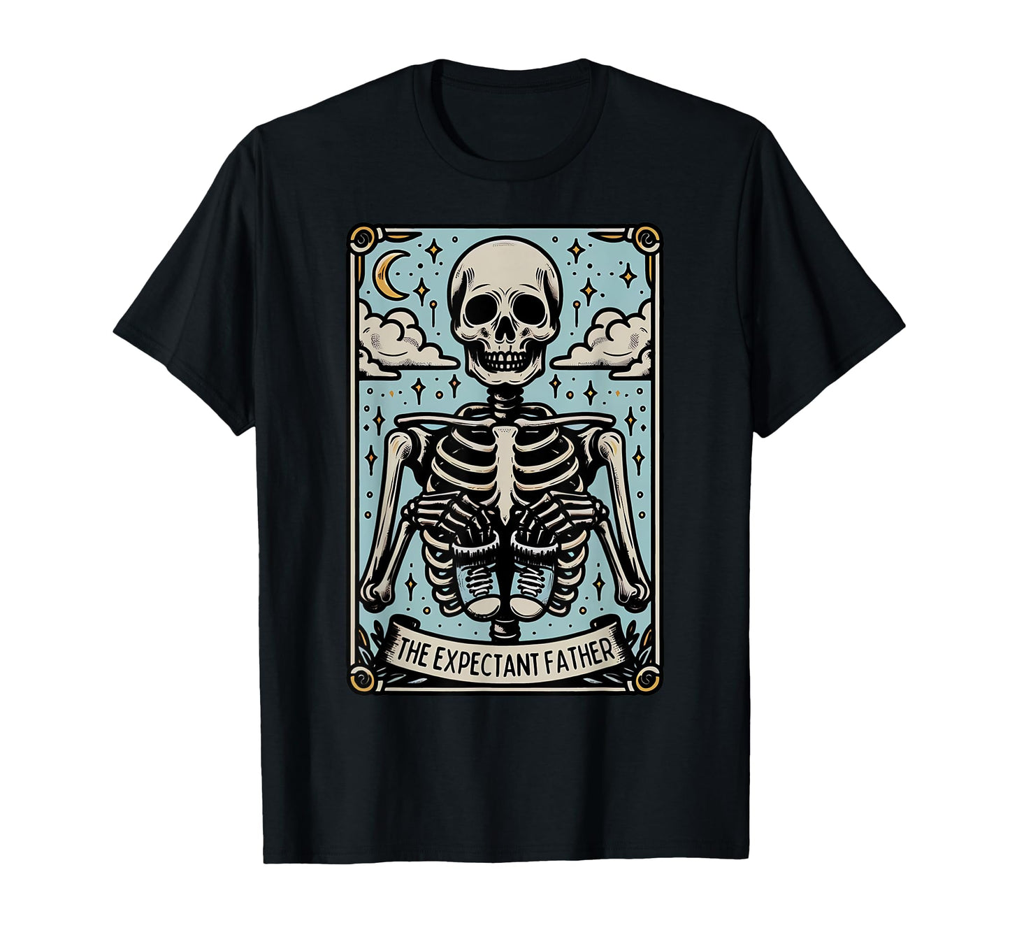 Skeleton Expectant Father Tarot Card Pregnancy Announcement T-Shirt