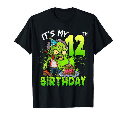 It's My 12th Birthday Zombie Lover 12 Year Old Boys Girls T-Shirt