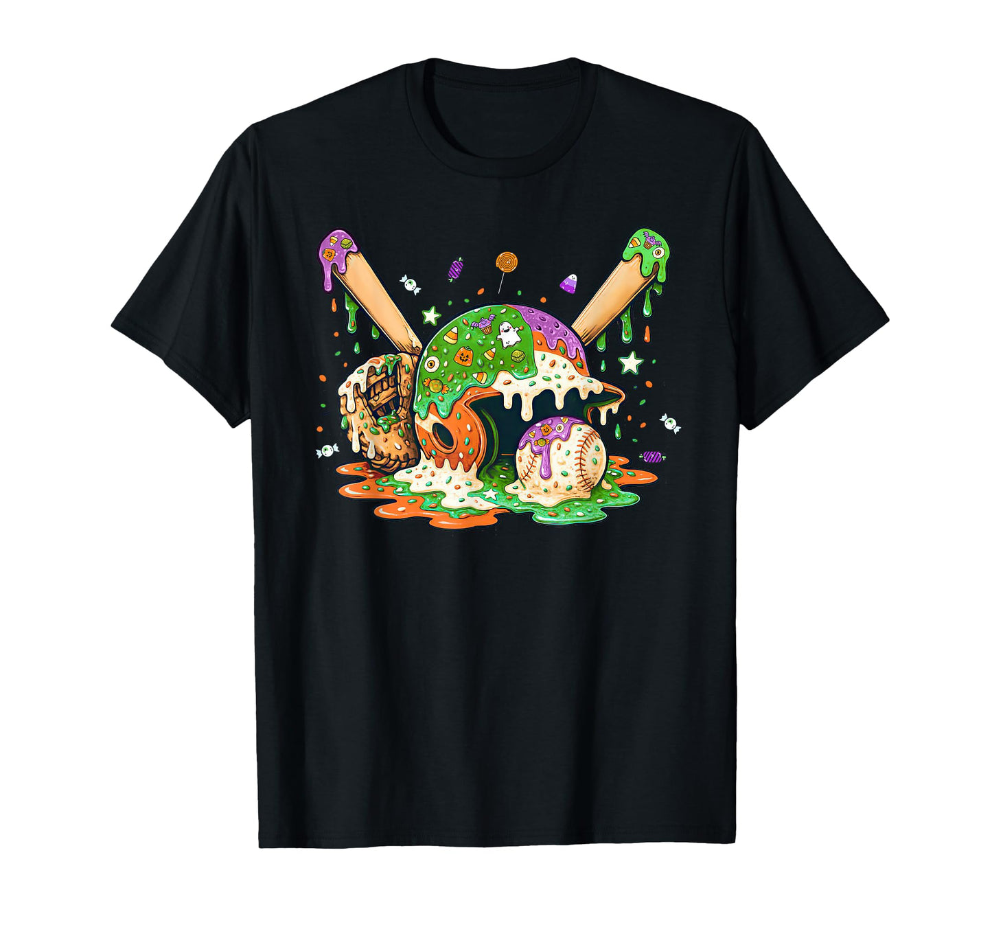 Baseball Ice Cream Drip Halloween Baseball Drip for Boys T-Shirt