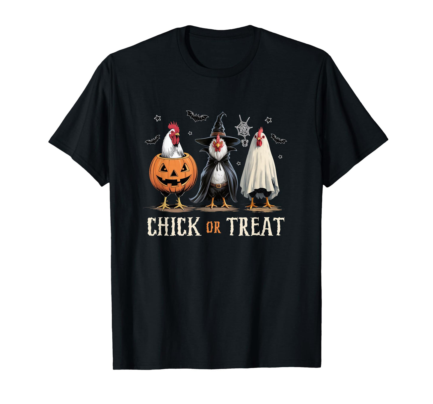 Horror Funny Chick Or Treat Chickens Ghost Witchy Halloween T-Shirt