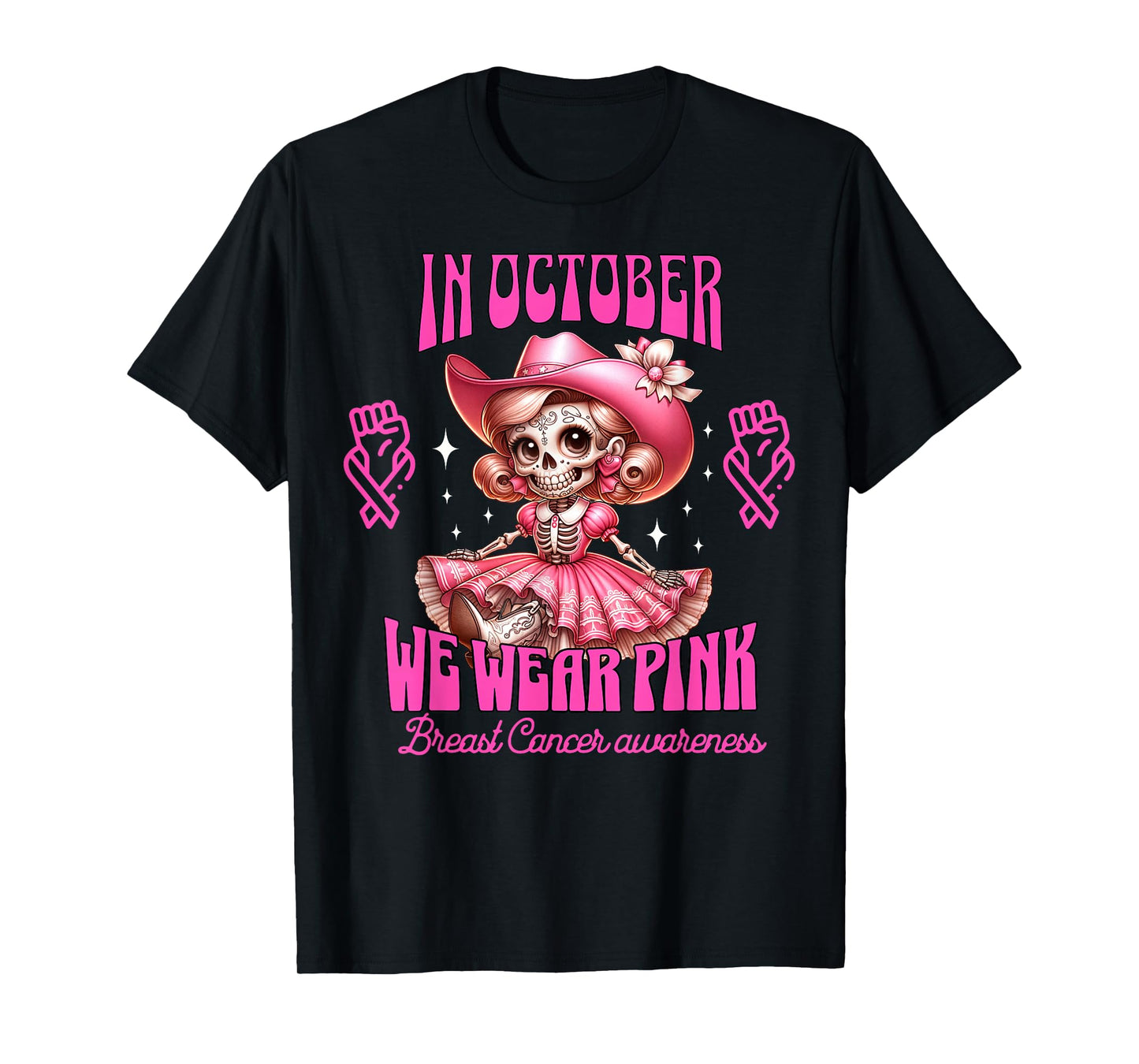 Breast Cancer Women Halloween in October We Wear Pink T-Shirt
