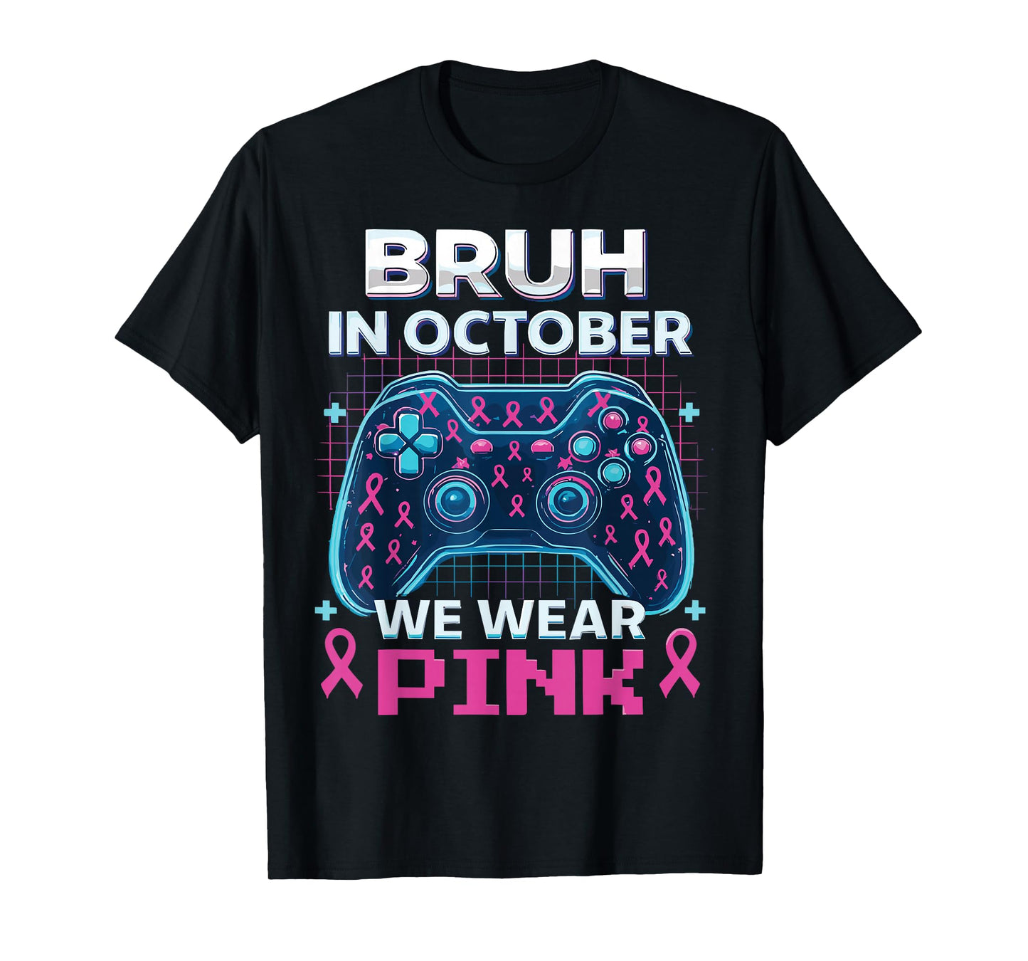 Bruh in October We Wear Pink Breast Cancer Toddler Boys T-Shirt
