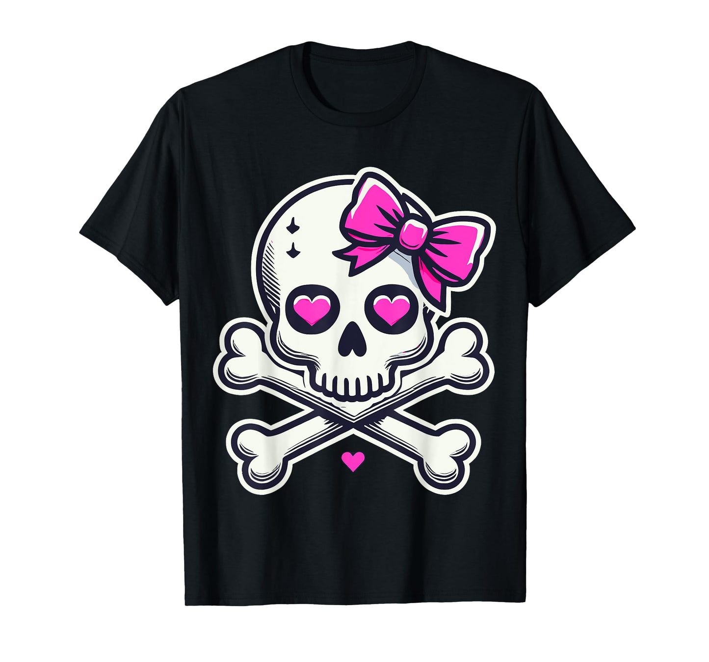 Skull with Bow Pink Girl Skull Halloween T-Shirt