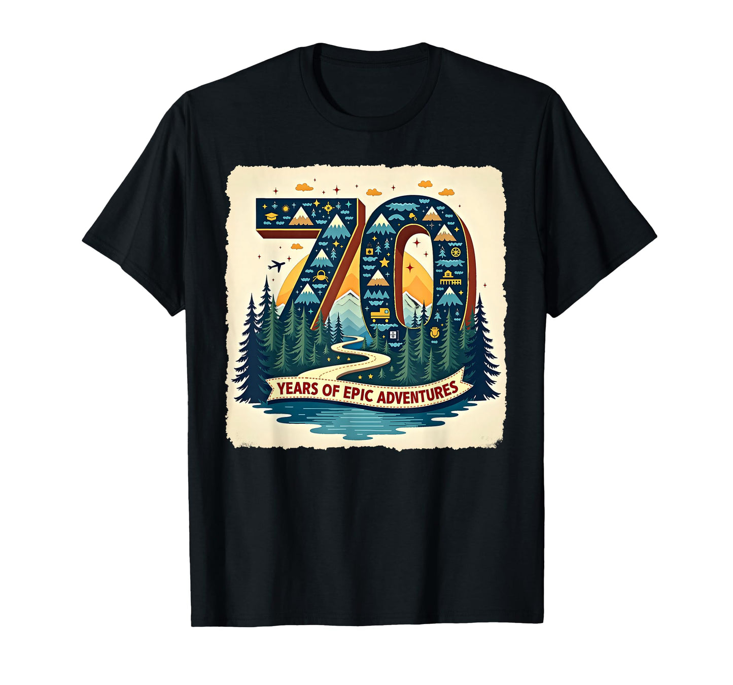 70 Years of Epic Adventures Birthday Gift Milestone Art T-Shirt