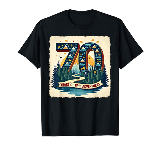 70 Years of Epic Adventures Birthday Gift Milestone Art T-Shirt
