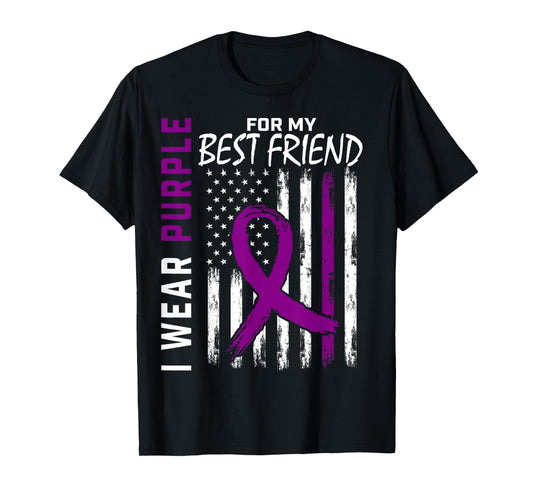 I Wear Purple For My Best Friend Lupus Awareness USA Flag T-Shirt