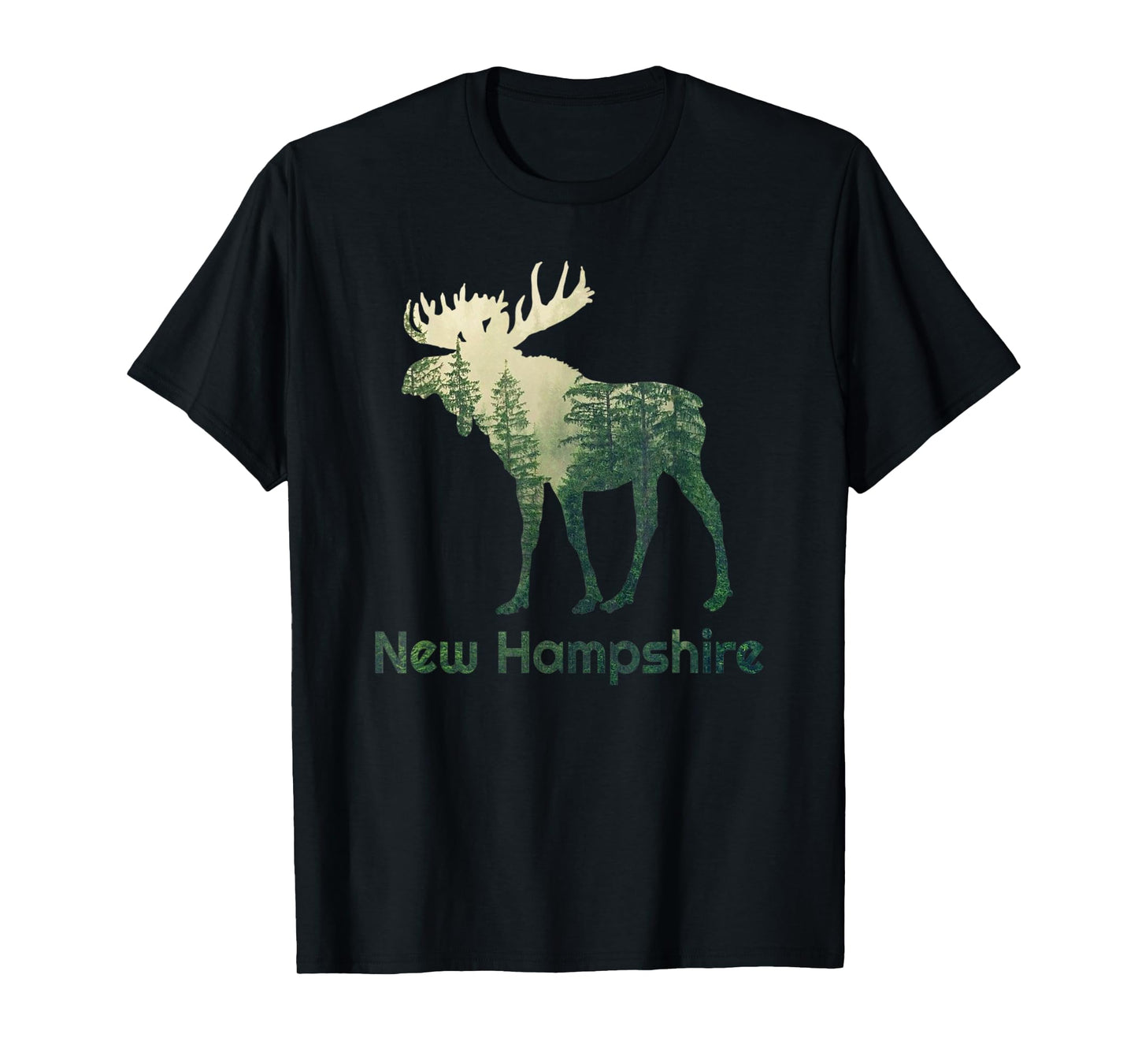 State Of New Hampshire Moose Forest Tree Hunter Wildlife T-Shirt
