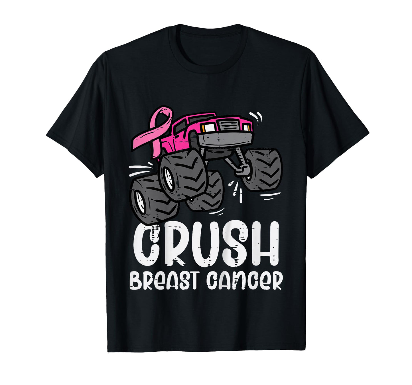 Kids Monster Truck Pink Breast Cancer Awareness Kids Toddler Boys T-Shirt