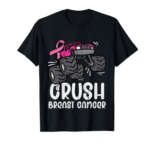 Kids Monster Truck Pink Breast Cancer Awareness Kids Toddler Boys T-Shirt