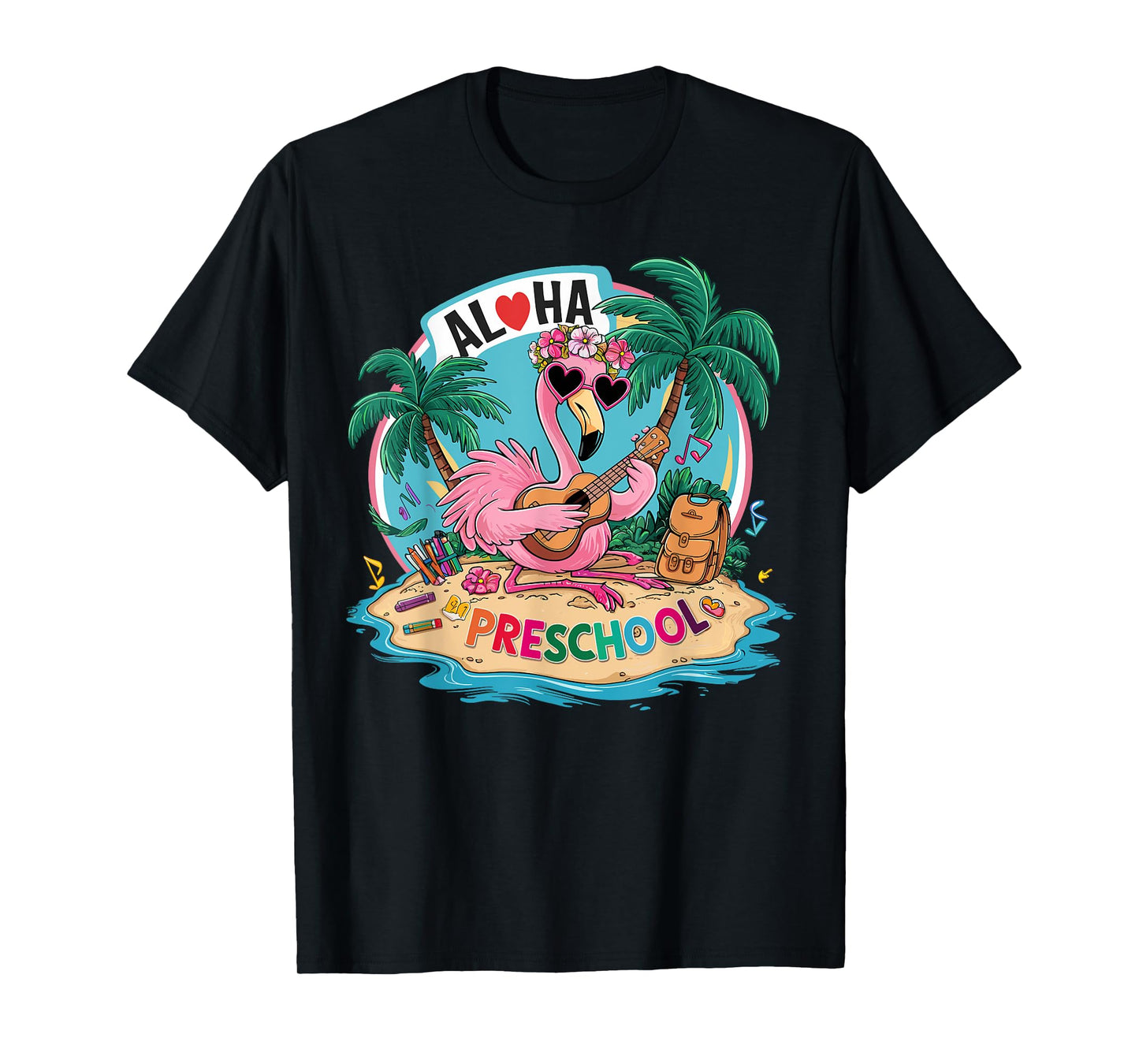 Aloha Preschool Flamingo Hawaii Back to School Kids Girl T-Shirt