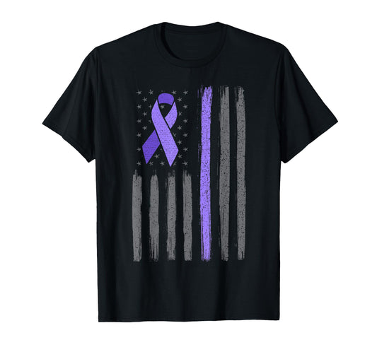 American flag ribbon stomach cancer awareness T-Shirt