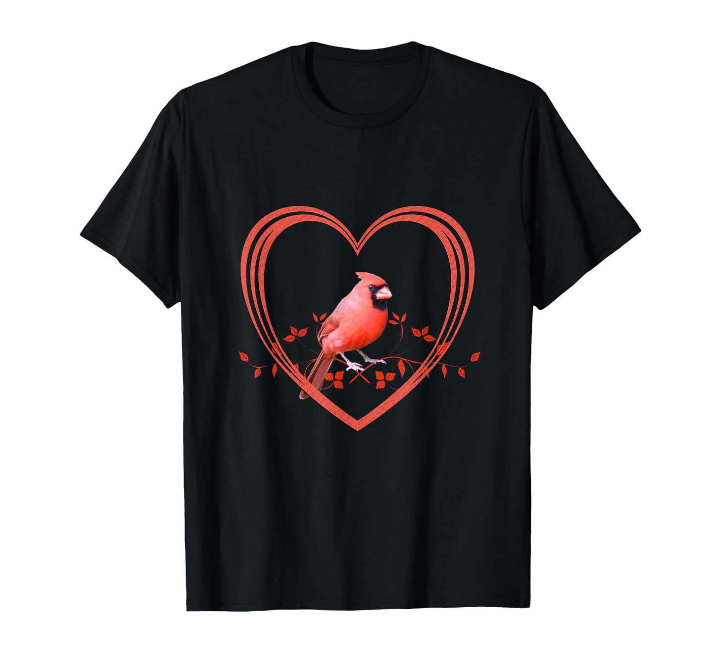 Northern Cardinal Bird in Heart T-Shirt