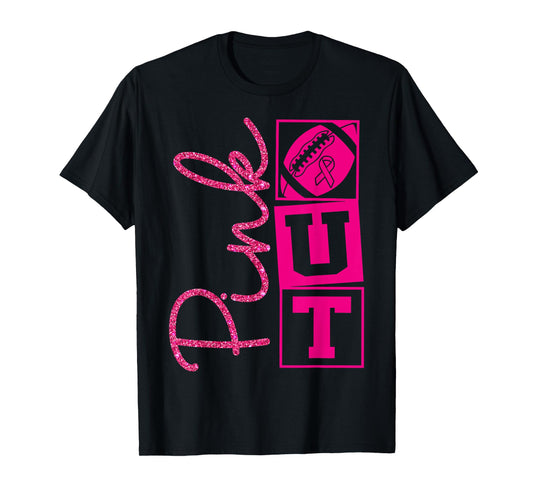 Pink Out Breast Cancer Awareness Football Sports Men Cheer T-Shirt