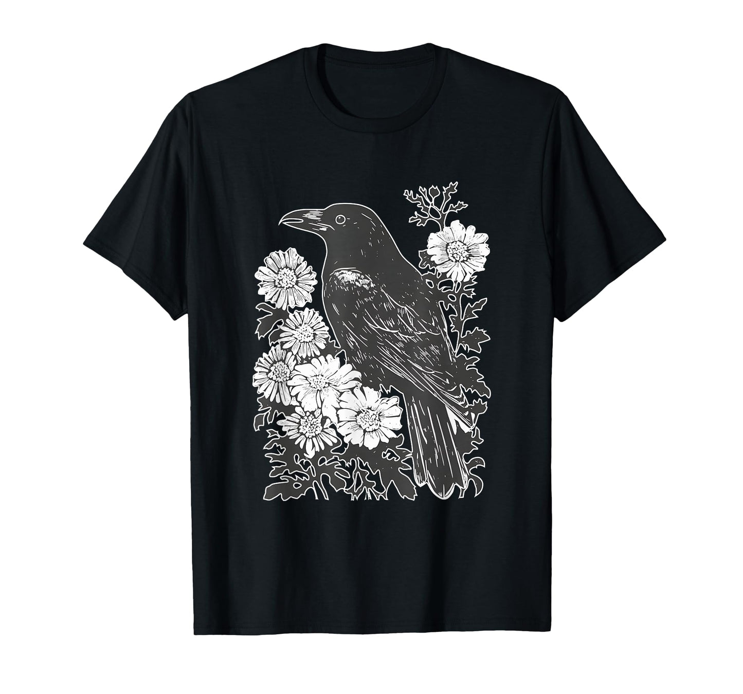 Gothic Raven Bird Crow Moon Light Night Retro Horror Look T-Shirt