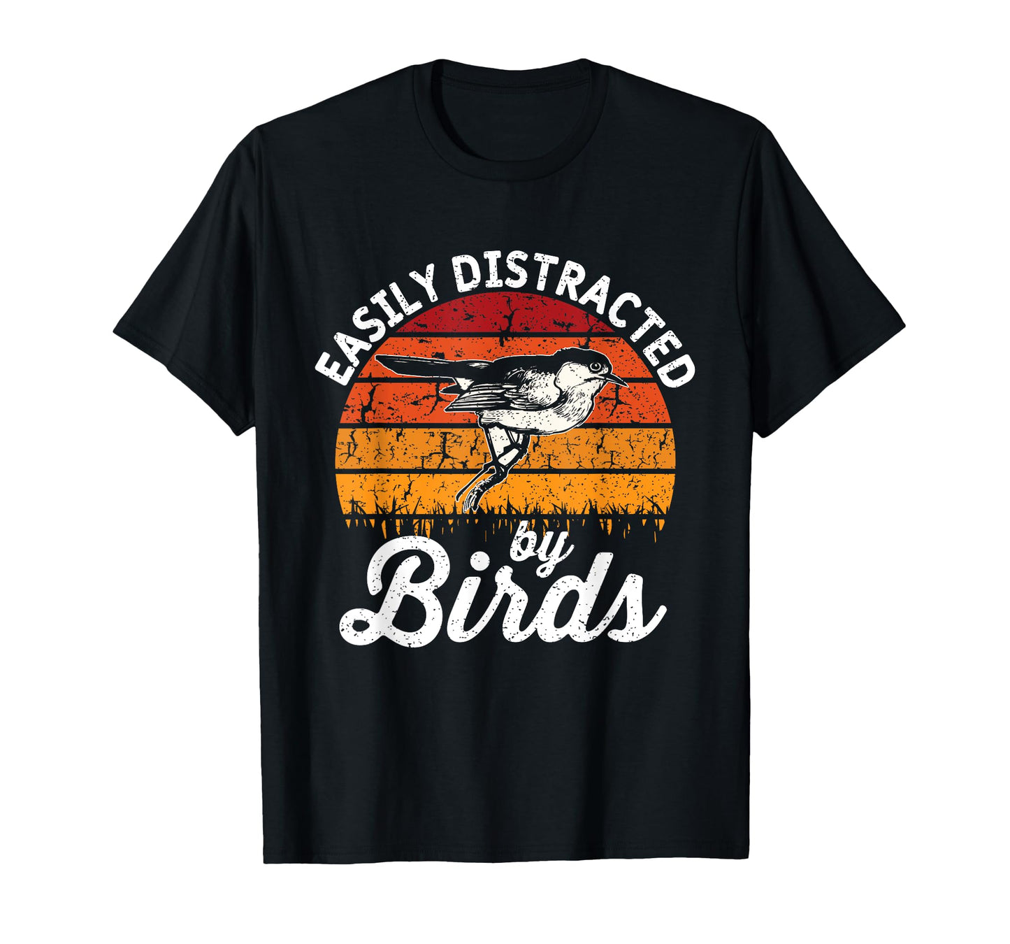 Vintage Distressed Easily Distracted By Birds Funny Bird T-Shirt