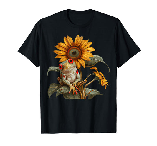 Cute Sunflower Red Eyed Tree Frog Lover Amphibian T-Shirt