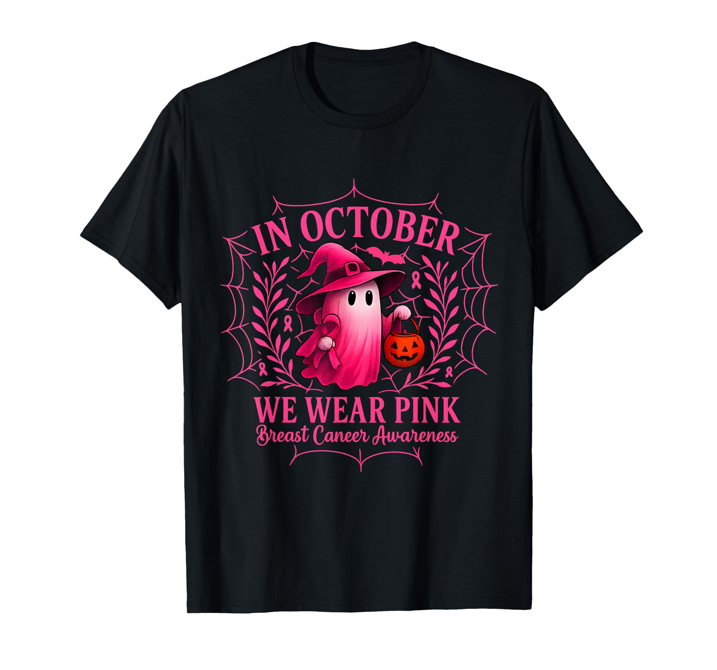 Breast Cancer Women Halloween in October We Wear Pink T-Shirt