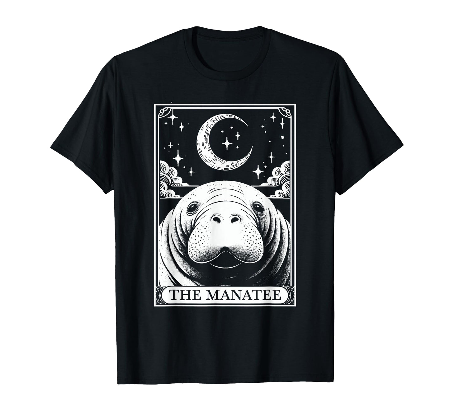 Tarot Card Vintage Crescent Moon Manatee Sea Animal Lovers T-Shirt