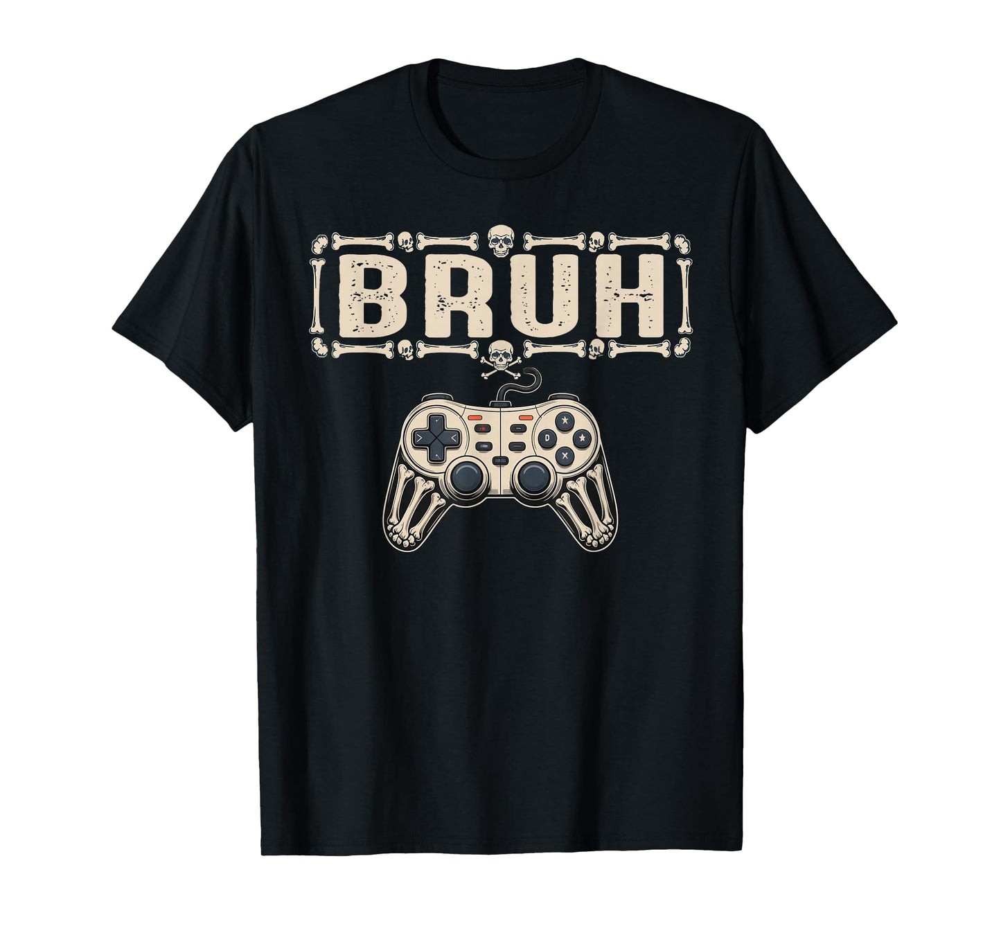 Halloween Skeleton Gamer Bruh Funny Video Gaming Boys Kids T-Shirt
