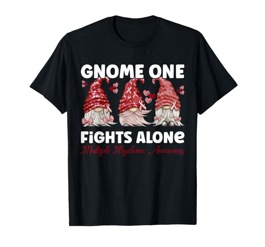 Gnome One Fights Alone Burgundy | Multiple Myeloma Awareness T-Shirt