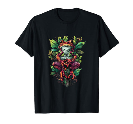 Divine Healing Crafts ian Shamanic Ritual & Kambo Ceremony Sacred Frog Design T-Shirt, Small, Black
