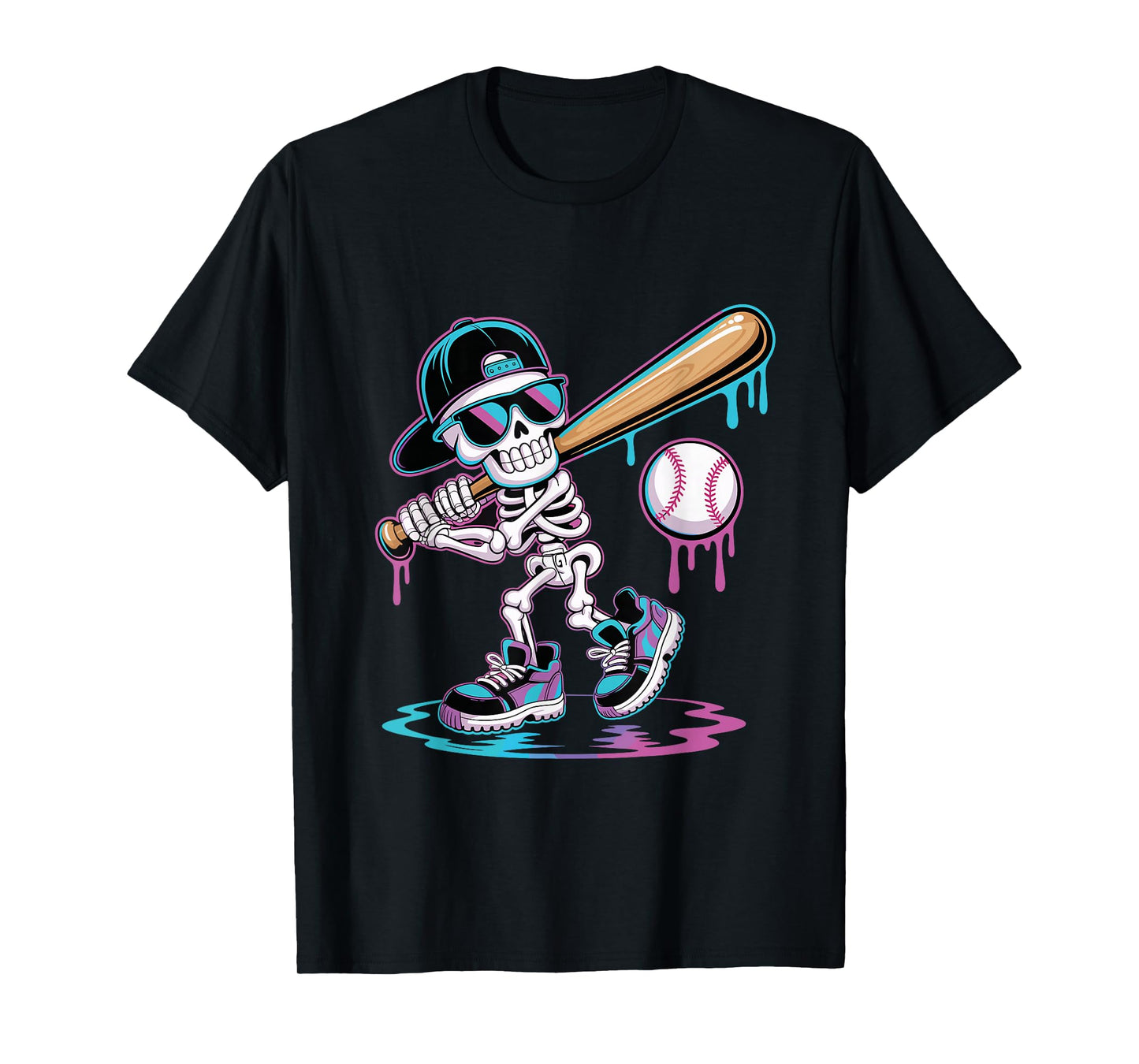 Funny Baseball Drip Skeleton Ice Cream Baseball Boys Youth T-Shirt