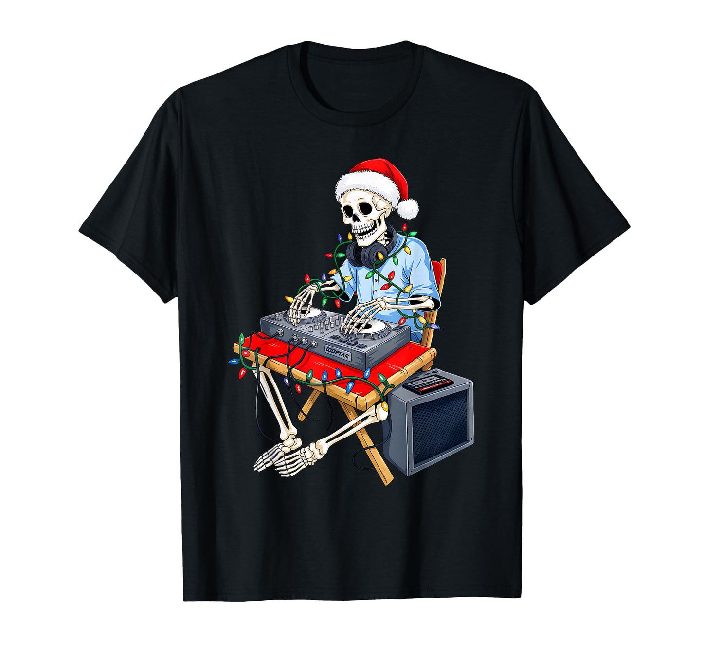 Xmas Santa Skeleton Playing Dj Funny Christmas Boys Kids T-Shirt