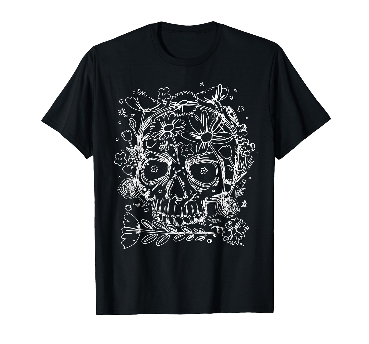 Skull Wildflower Herbal Floral Plants T-Shirt