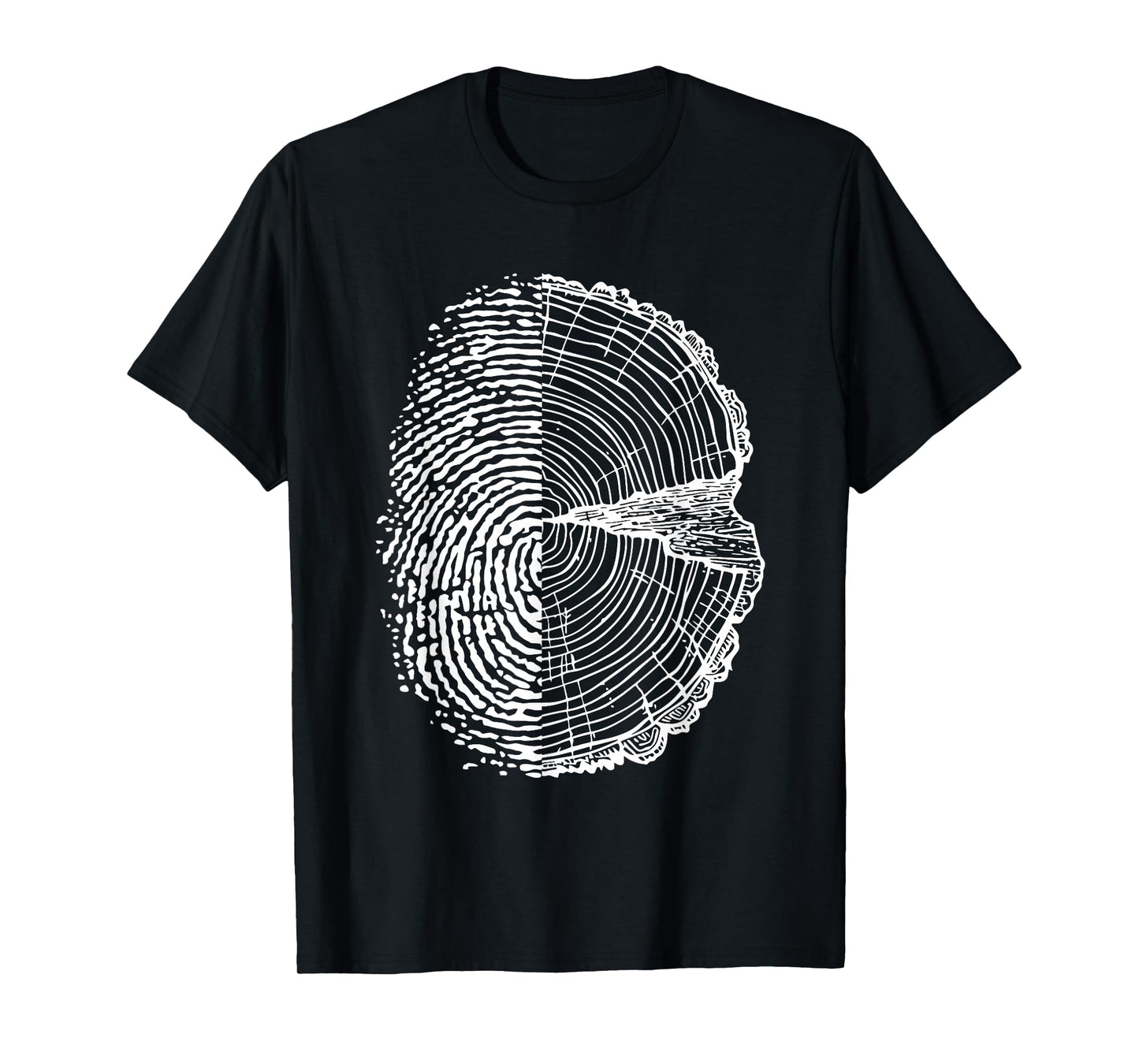 Nature Lovers - Fingerprint and Tree Year Rings T-Shirt