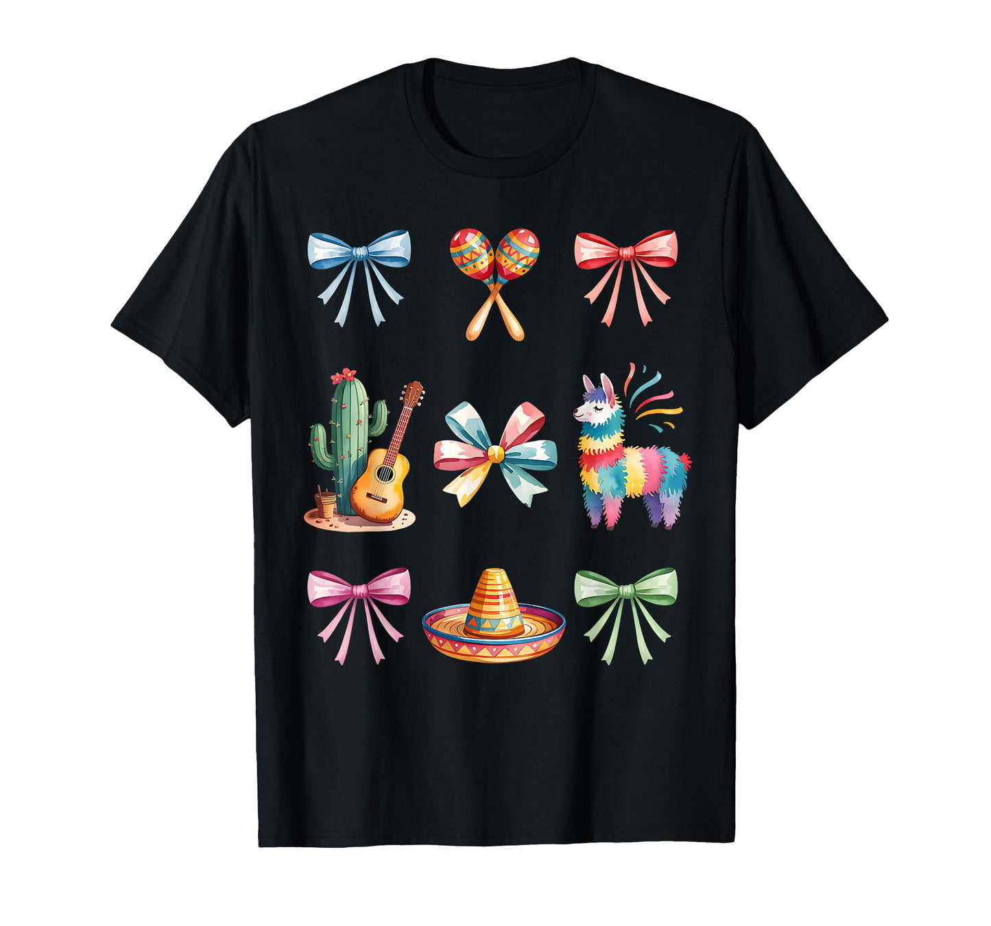 Coquette Bow Cinco de Mayo Sombrero Piñata & Taco Fun T-Shirt
