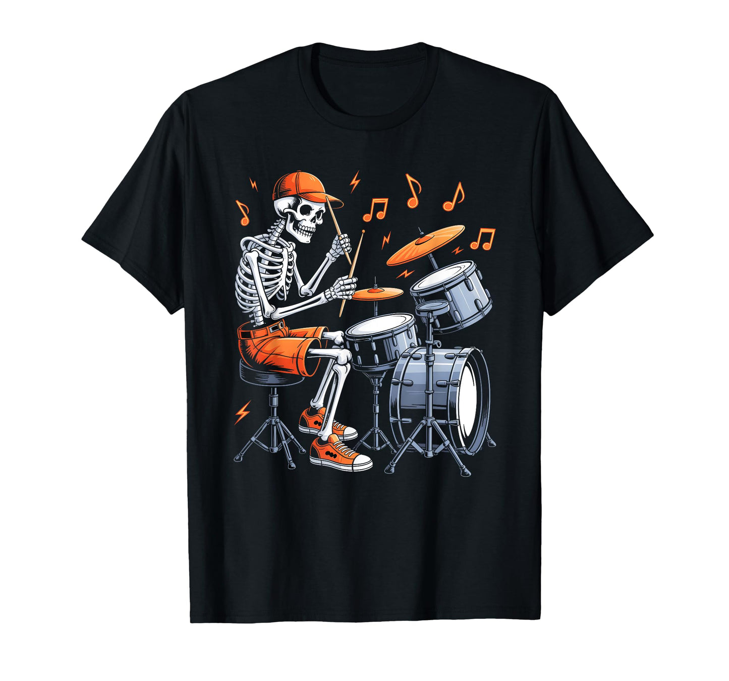 Skeleton Drums Funny Drummer Men Boys Kids Halloween Costume T-Shirt