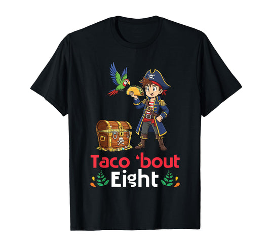 Cute Boy with Tacos Happy Birthday Taco Bout 8 Years Old T-Shirt