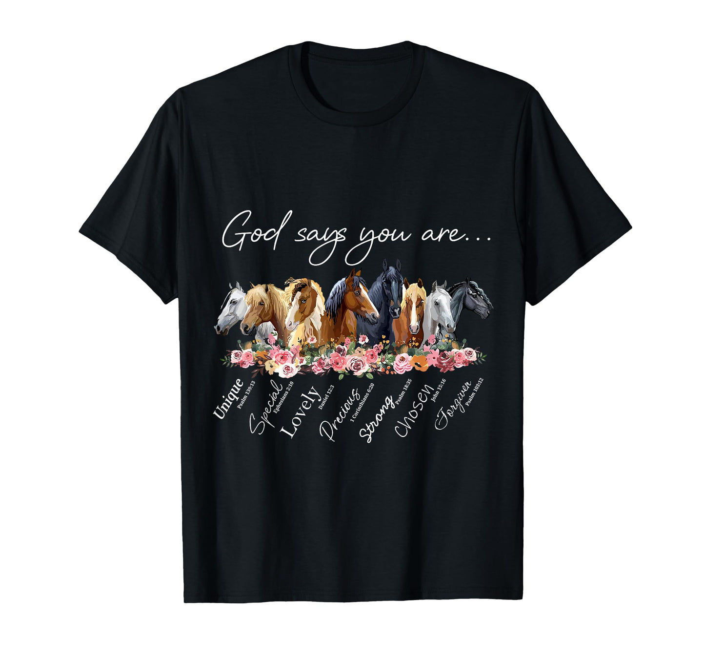 Horse Cute Farm Animal Horse Lovers Apparel God Says You Are Religious Inspirational Horse Lover Black Crew Neck T-Shirt