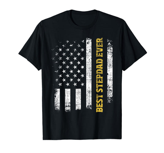 Best Stepdad Ever - USA American Flag Stepfather Bonus Dad T-Shirt