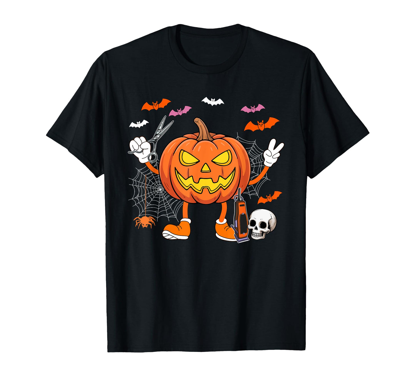Barber Job Horror Carved Pumpkin Halloween Costume Team T-Shirt