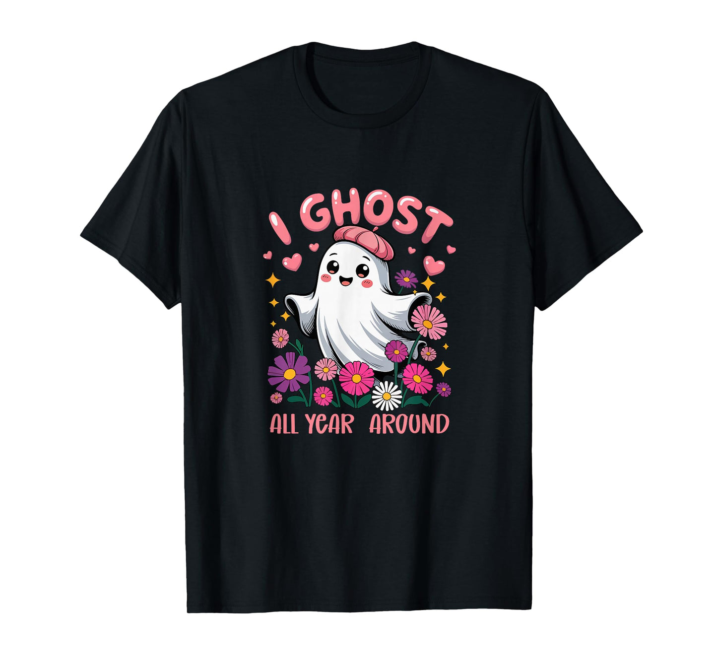 I Ghost All Year Around Halloween Floral Boo Colorful Lover T-Shirt