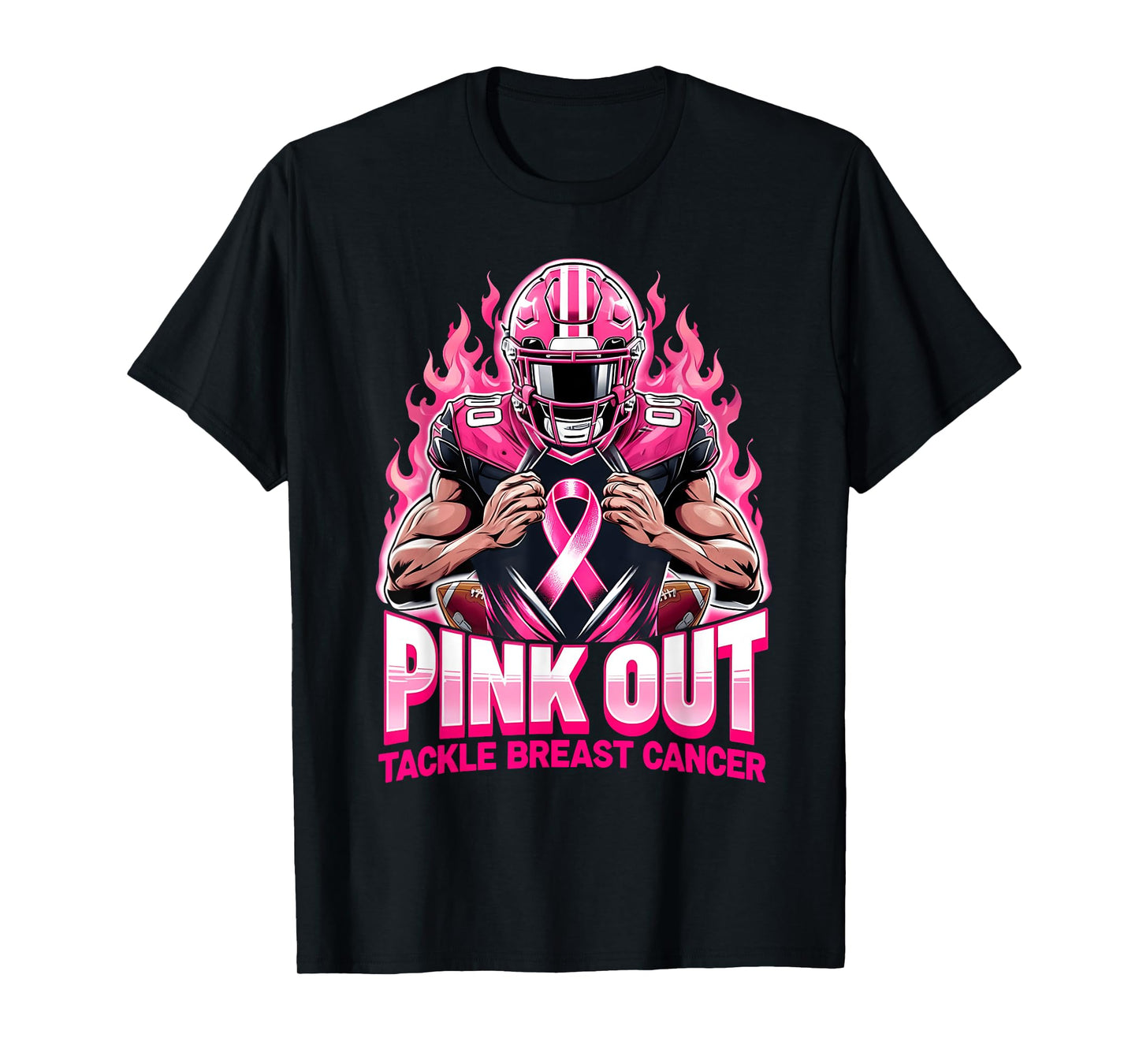 Pink Out Tackle Breast Cancer Awareness American Football T-Shirt