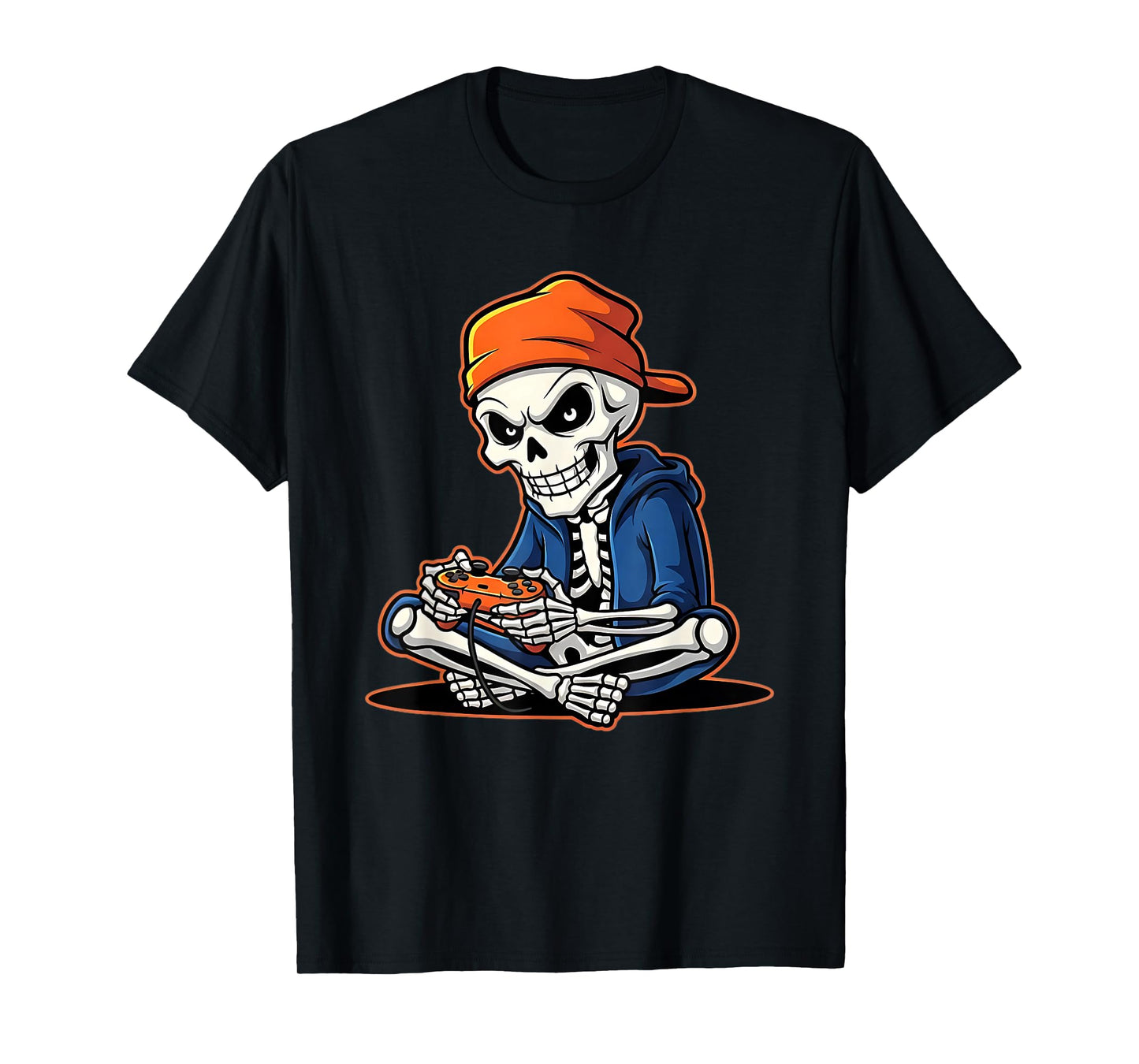 Halloween Skeleton Gamer Video Gaming Funny Skeleton T-Shirt