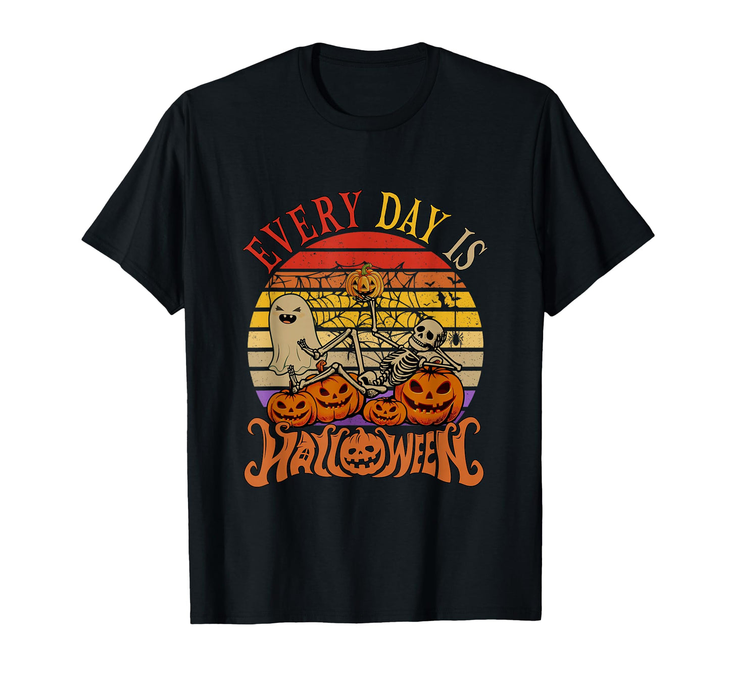 Vintage Retro Everyday Halloween Funny Skeleton Boo Ghost T-Shirt