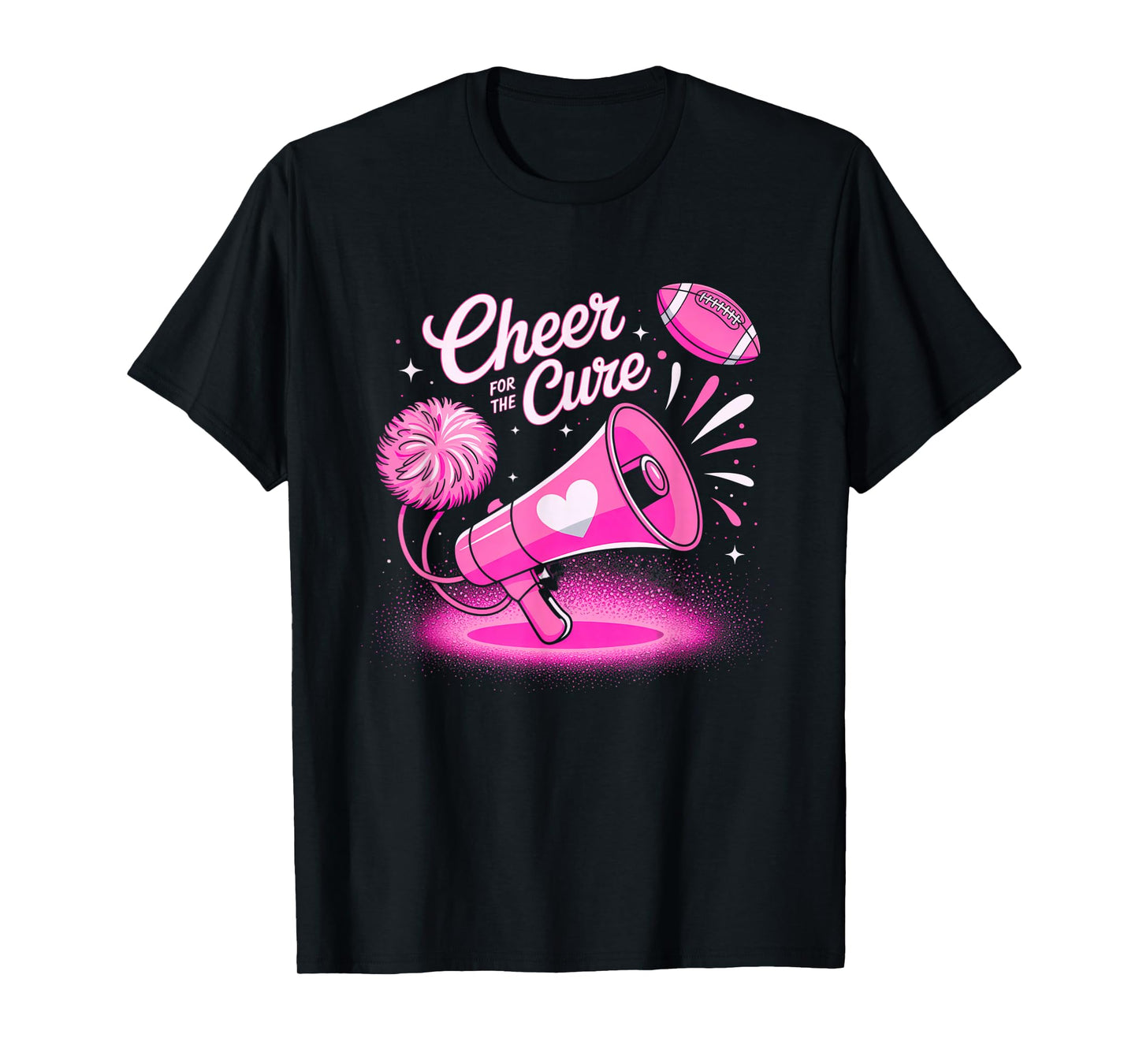 Cheer for Cure Breast Cancer Awareness Pink Ribbon Football T-Shirt