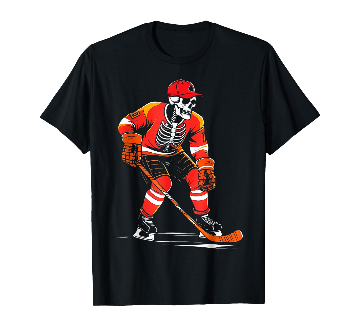 Skeleton Ice Hockey Halloween Costume Men Boys Kids Game Day T-Shirt