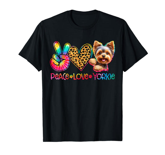Peace Love Yorkie Tie Dye Dog Lover T-Shirt for Men Women Kids