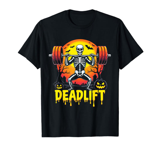 Deadlift Skeleton Halloween Costume Weight Lifting Workout T-Shirt
