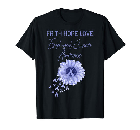 Faith Hope Love Esophageal Cancer Periwinkle Ribbon T-Shirt