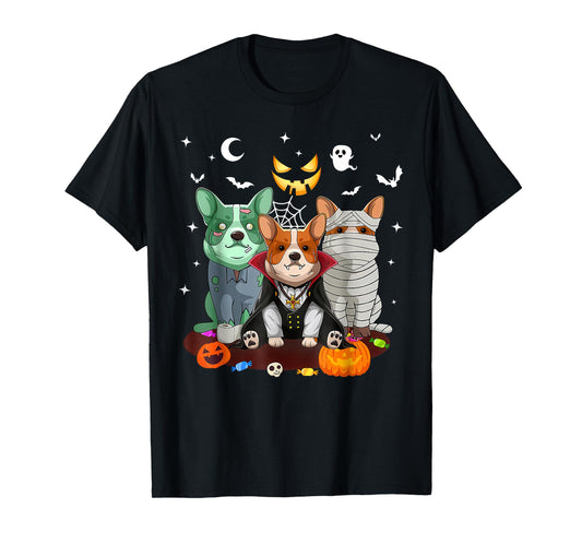 Corgi Dog Ghost Witch Pumpkin Halloween Costume Dog Lover T-Shirt