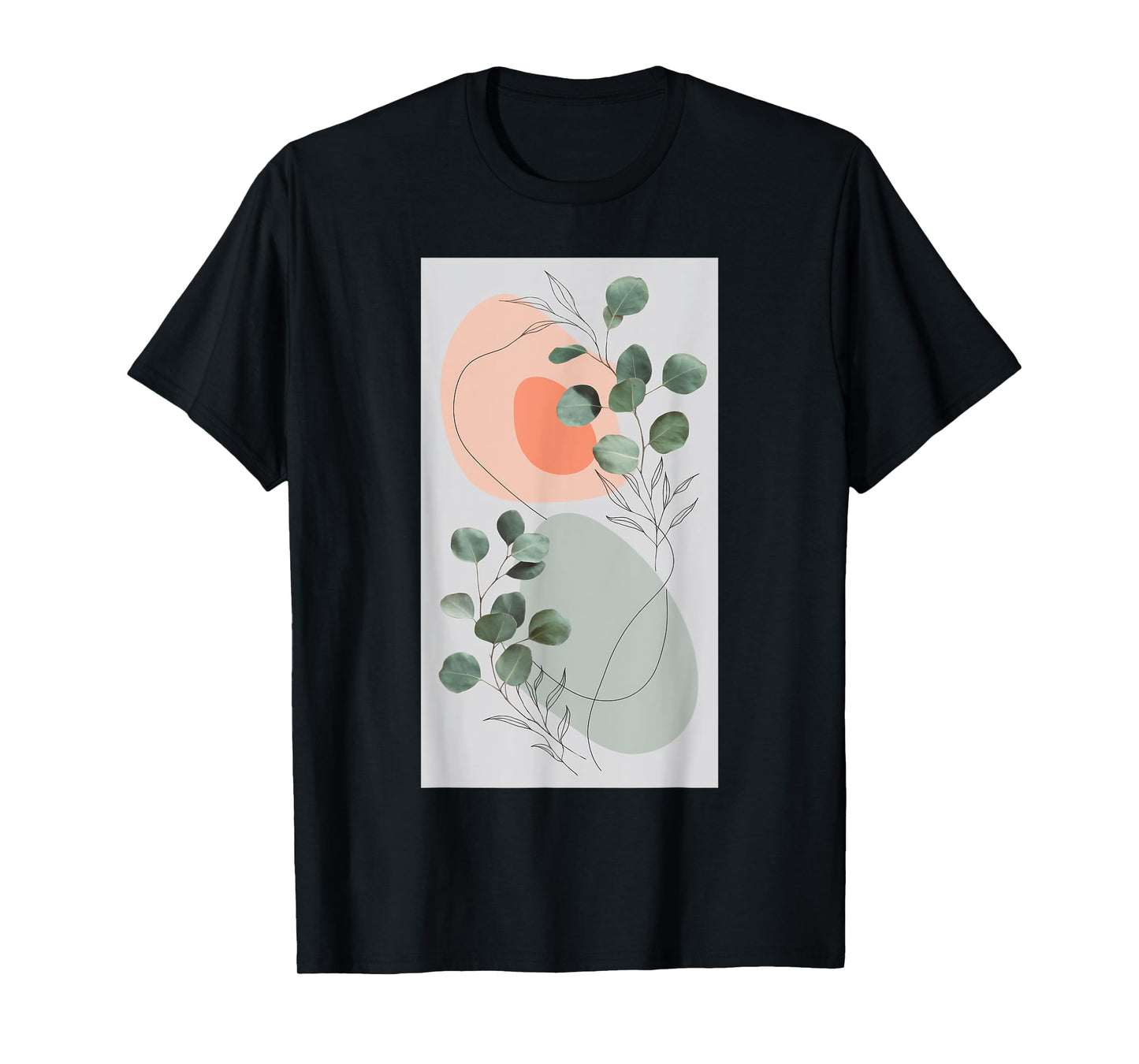 Eucalyptus Plant Nature Collage Line Art T-Shirt