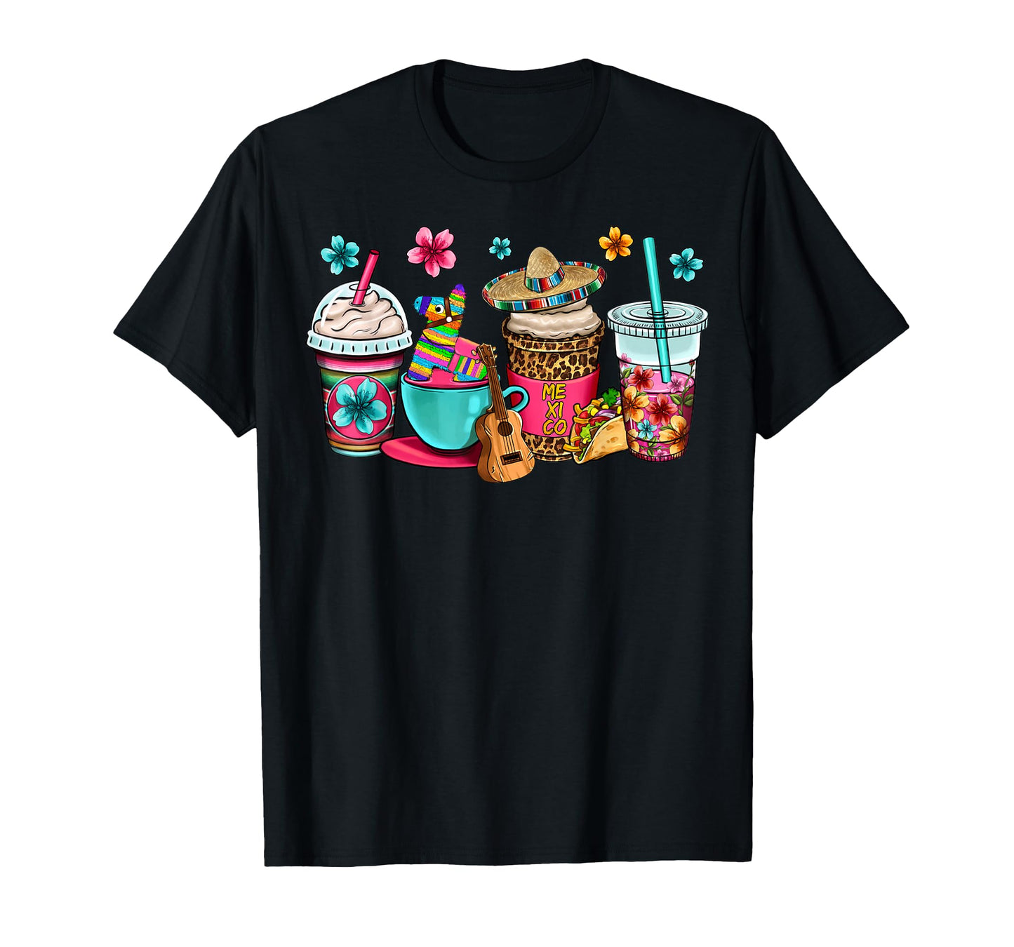 Mexico Fiesta Coffe Cups Patriotic Mexicans Independence Day T-Shirt