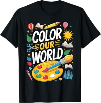 Color Our World Summer Reading 2025 Art Painting Book Lover T-Shirt