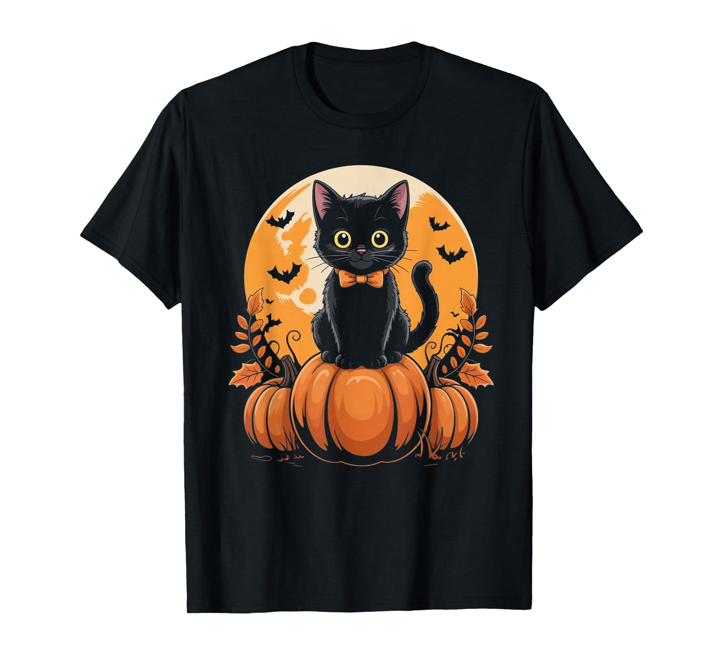 Retro Black Cat Pumpkin Halloween Costume Fall Autumn Gifts T-Shirt