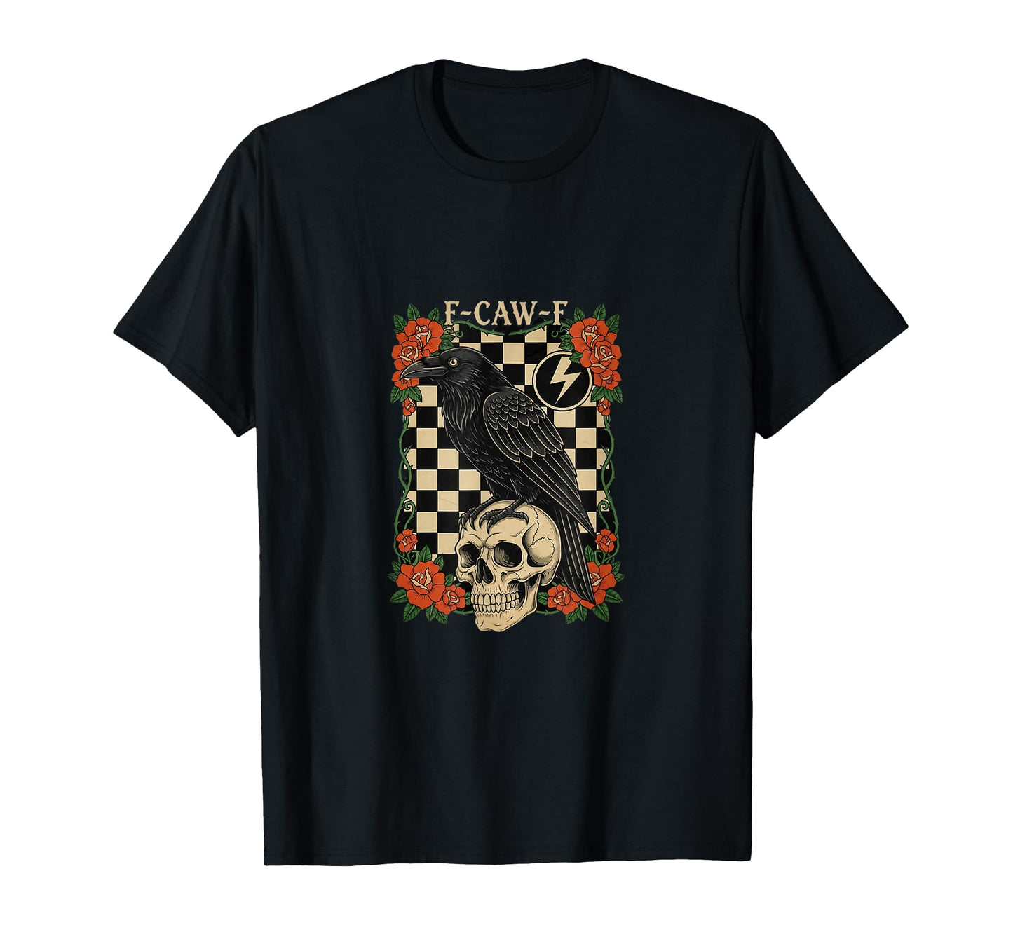 Raven Skull and Roses Vintage F-CAW-F Art T-Shirt